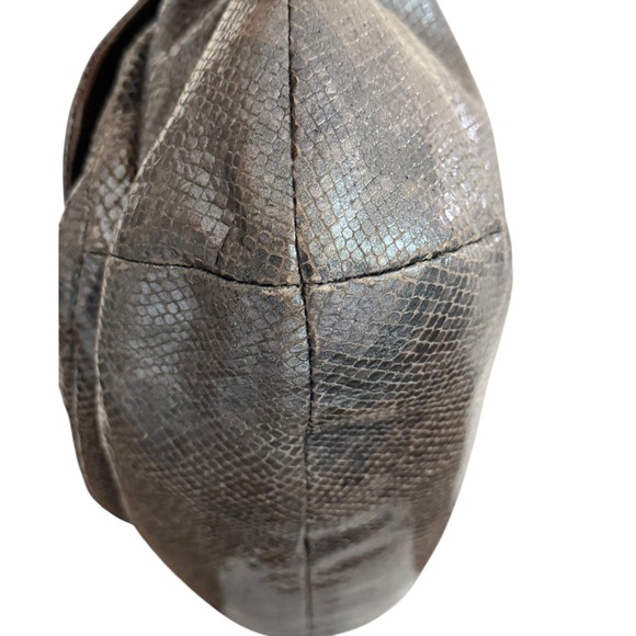 Coach Kristin Shoulder Bag Metallic Snakeskin Embossed Leather Gunmetal Hardware - Picture 6 of 14